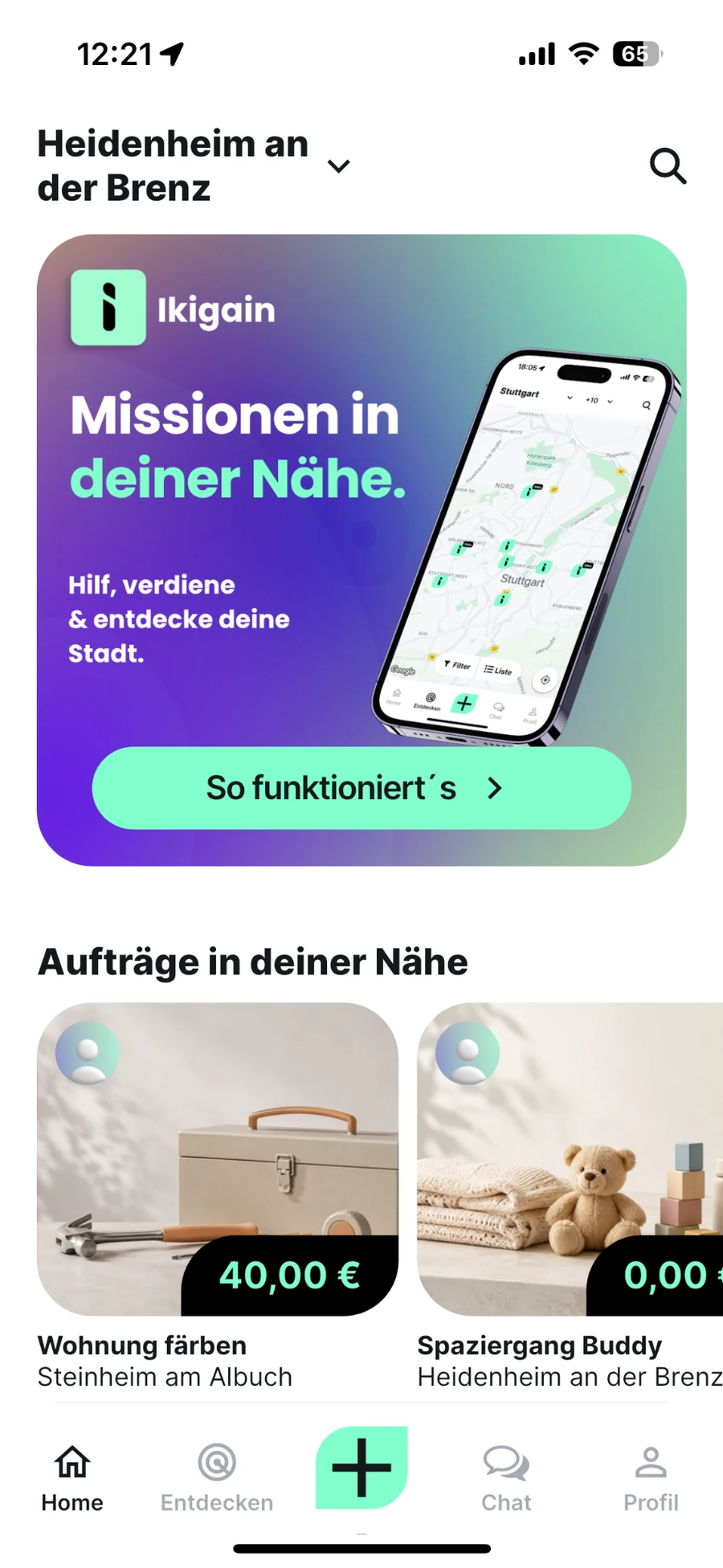 Ikigain Home Screen